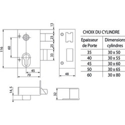 Serrure applique monopoint verticale à fouillot profil européen - JPM – Image 2