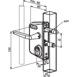 Serrure applique monopoint verticale à fouillot profil européen portail battant LCKX 40 - LOCINOX – Image 2
