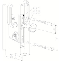 Serrure applique monopoint verticale à fouillot profil européen portail coulissant LSKZ 40 - LOCINOX – Image 2